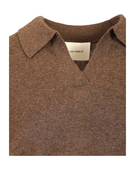 Lisa Yang Brown Katriel Polo Knitted Sweater