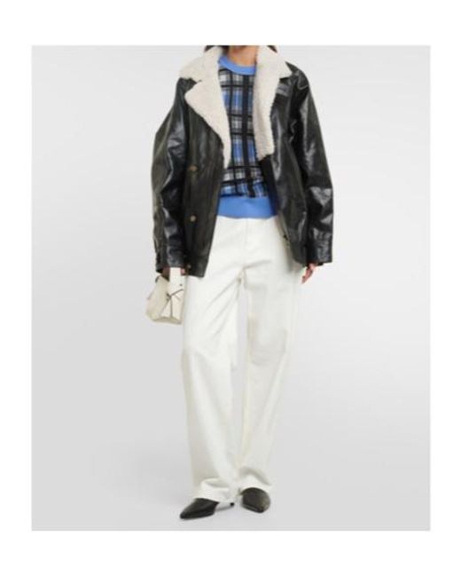 Dodo Bar Or Black Menash Shearling-Lined Leather Jacket