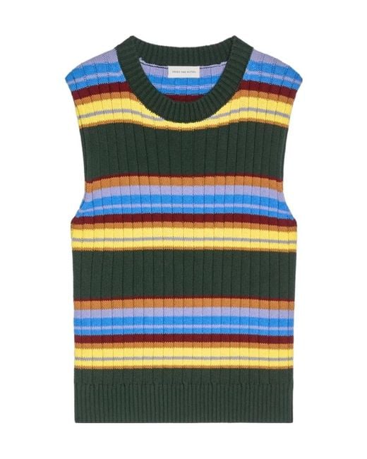 Dries Van Noten Yellow Striped Knitted Vest