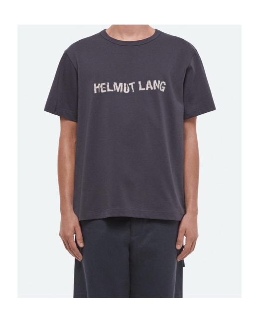 Helmut Lang Blue Crumpled Logo Tee for men