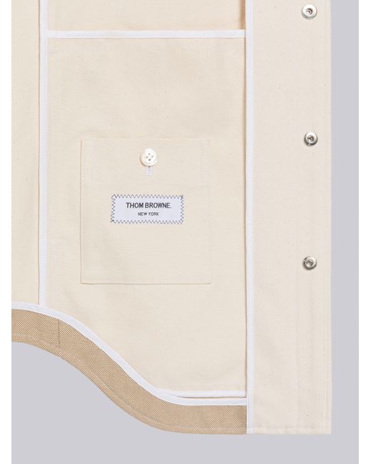 Thom Browne White Patchwork Buttoned Denim Shirt for men