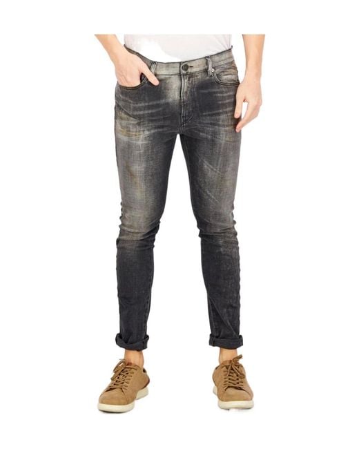 DIESEL Gray Faded Straight-Leg Slim-Fit Jeans for men