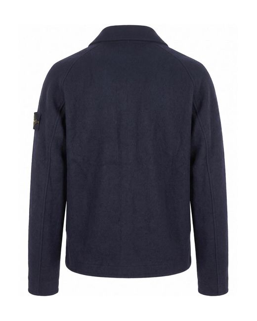 Stone Island Blue Long-Sleeved Button Jacket for men