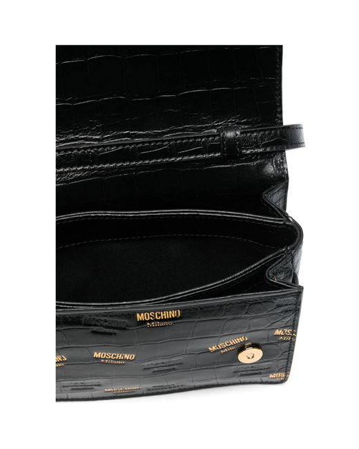 Moschino Black Logo-Stamp Cross Body Bag