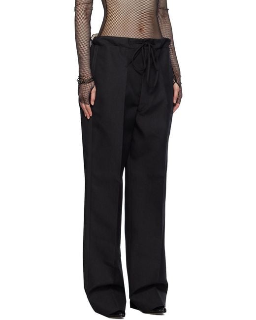 Maison Margiela Black High-Rise Waist Tie Pants