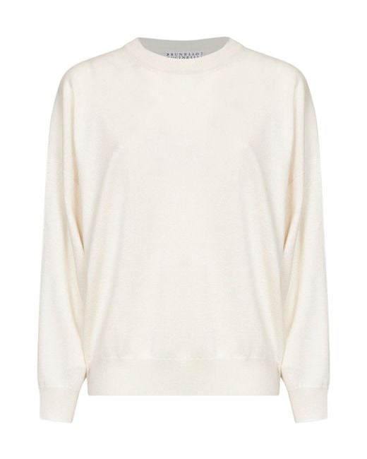 Brunello Cucinelli White Long-Sleeved Sweater