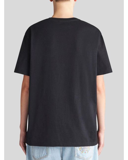 Etro Black Pegaso-Embroidered Cotton T-Shirt