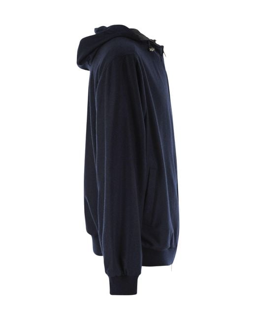 Fedeli Blue Reversible Hooded Bomber Jacket for men