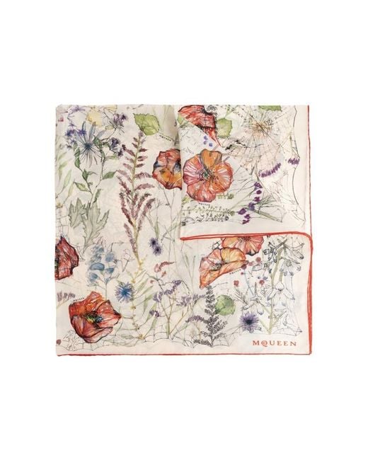 McQueen White Silk Scarf