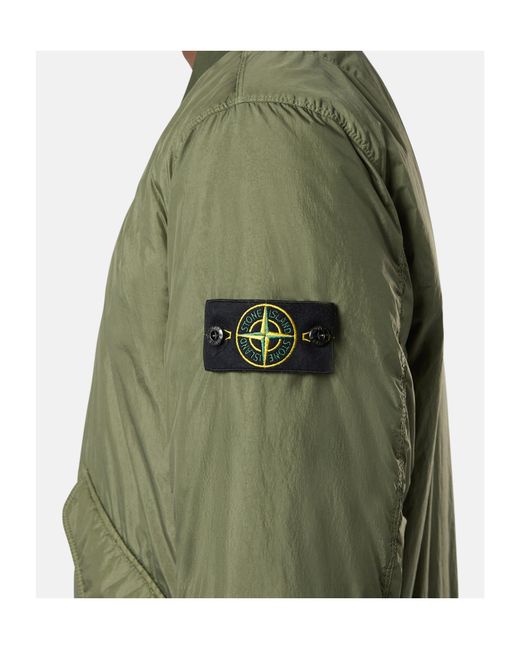 Stone Island Green Logo Patch Bomber Jacket for men