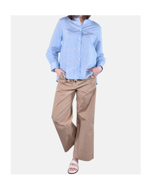 Woolrich Blue Long-Sleeved Fluid Shirt