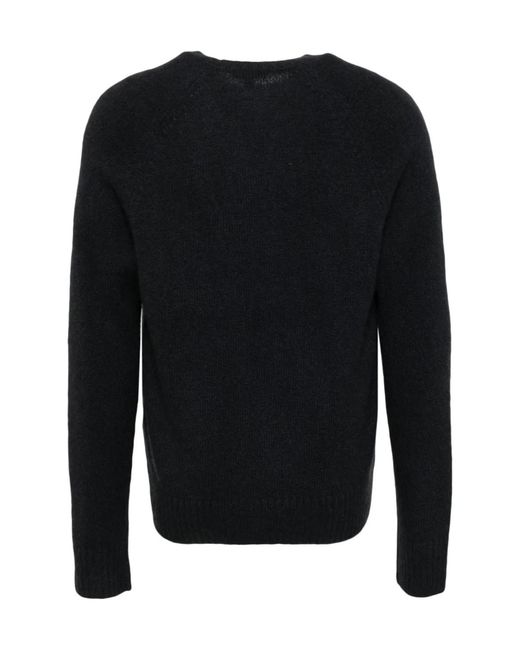 James Perse Black Lightweight Textured Cashmere Crew for men