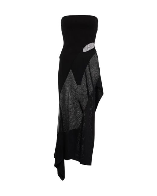 Mugler Black Strapless Midi Dress