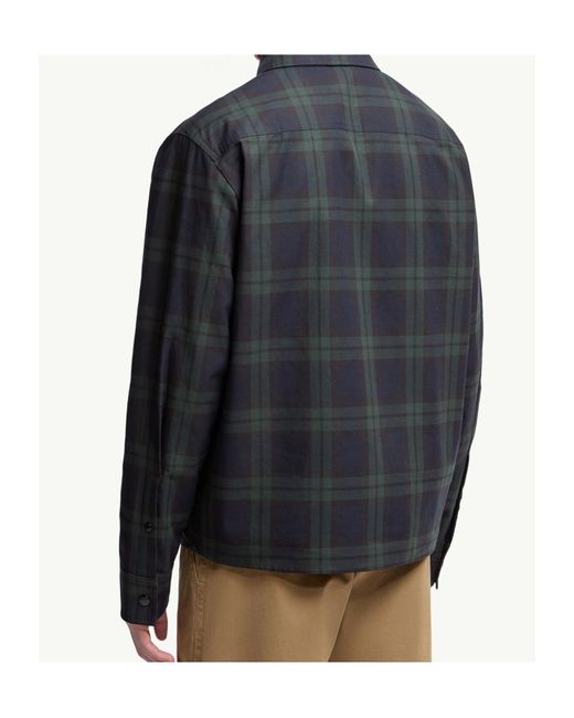 Moncler Blue Checkered Collared Zip-Up Jacket for men