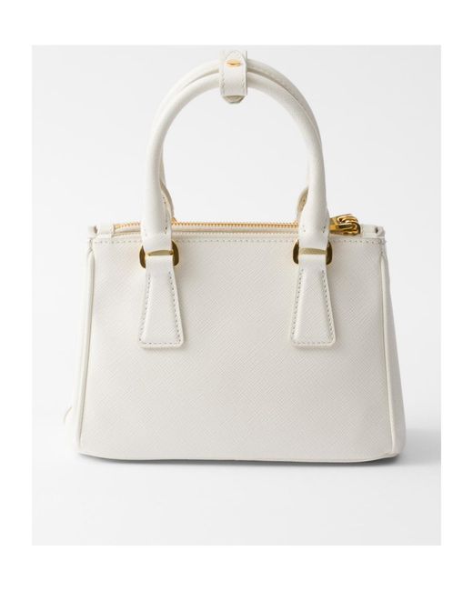 Prada White Galleria Saffiano Leather Micro Bag