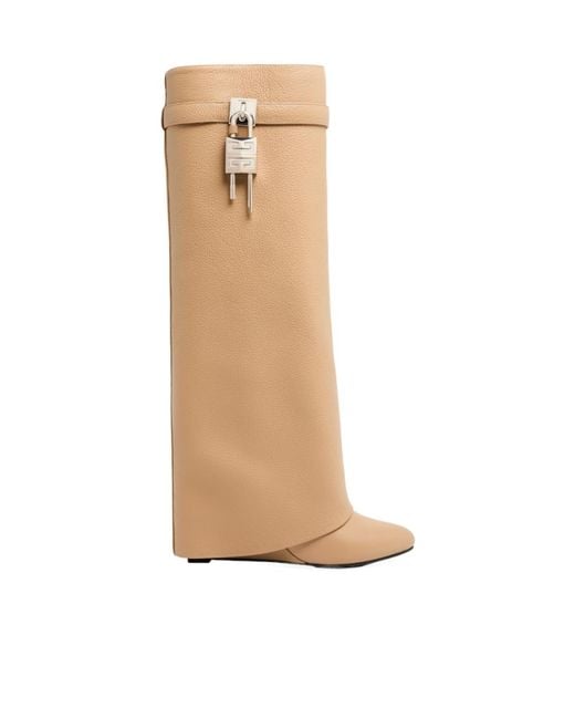 Givenchy White Shark Lock Grained Leather Boots