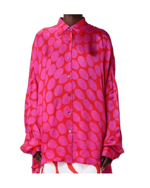 Dries Van Noten Pink Casia Oversized Printed Top