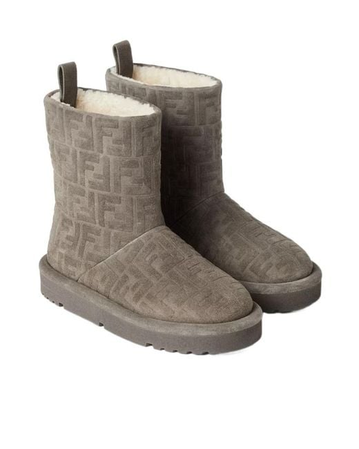 Fendi Brown Apres Chic Monogram Embossed Boots