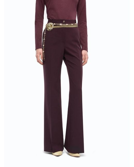 Pinko Purple Plain-Coloured Palazzo Trousers