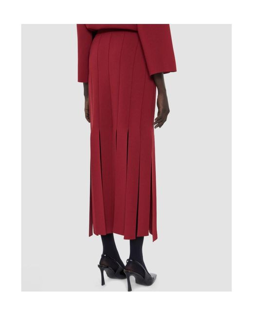 Joseph Red Lagny Slit-Detail Midi Skirt