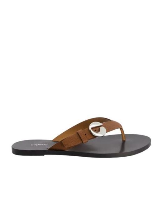 Coperni Brown Lizard-Effect Buckle Sandals