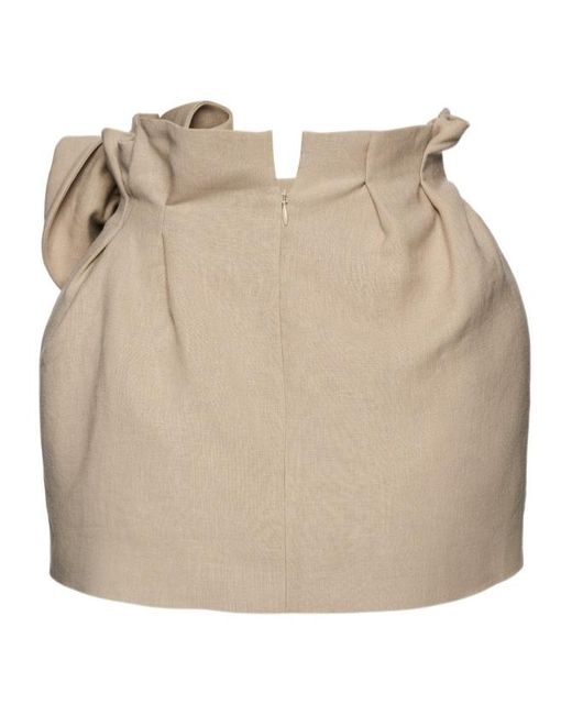 Magda Butrym Natural Linen Flower-Detail Mini Skirt