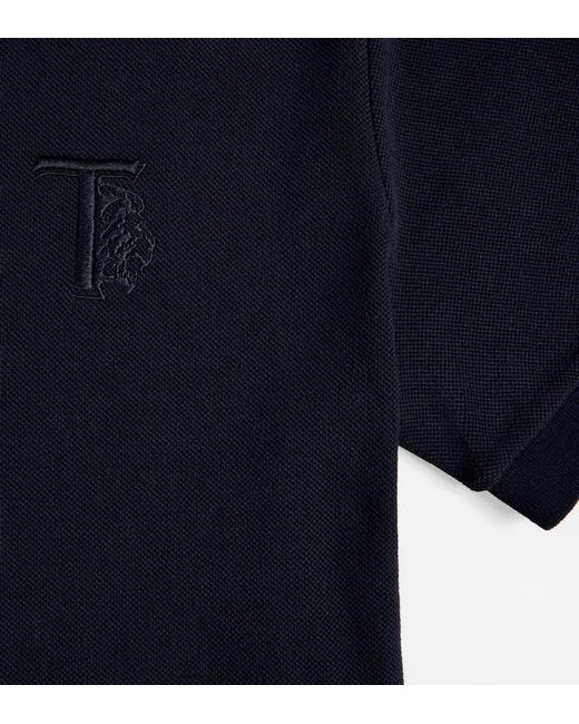 Tod's Blue Embroidered-Logo Polo Shirt for men