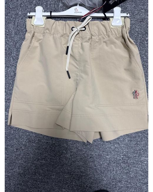 Moncler Natural Grenoble Logo Patch Drawstring Shorts