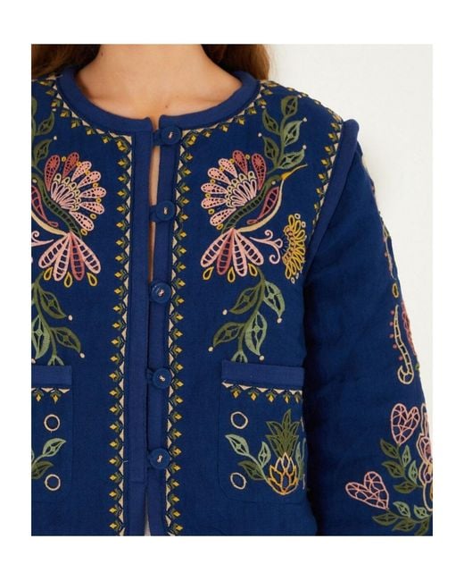 Farm Rio Blue Embroidered Jacket