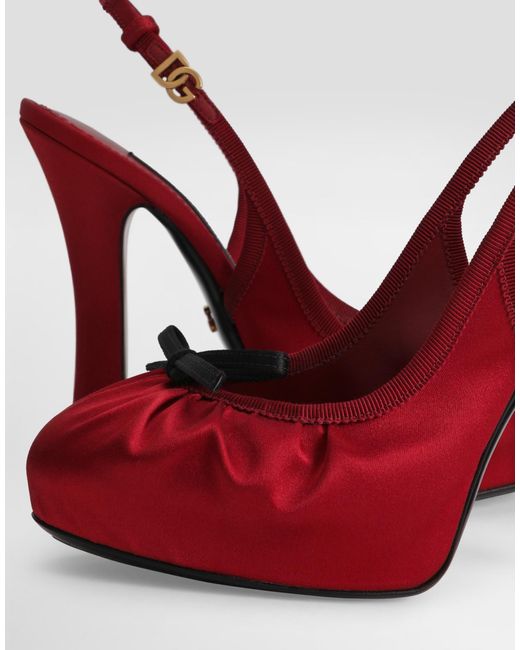 Dolce & Gabbana Red Bow Detailed Satin Pumps