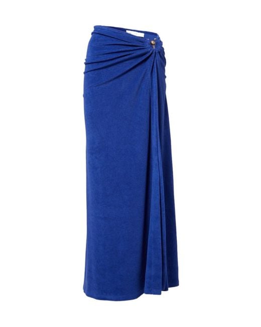 Christopher Esber Blue Cotton-Blend Terry Maxi Skirt