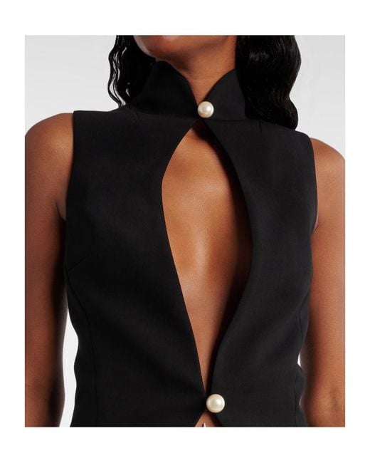 Mugler Black Openwork Mini Dress