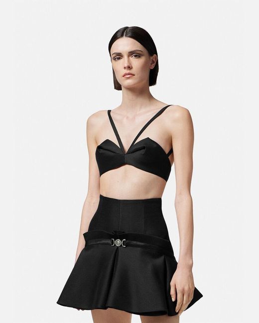 Versace Black Pleated Bustier Top