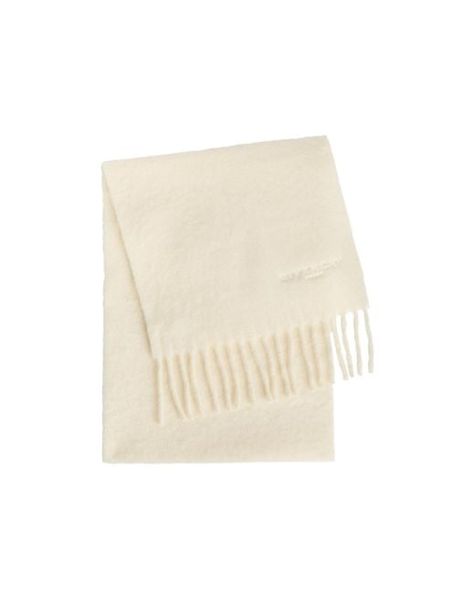 Givenchy White Fringed Alpaca-Blend Scarf