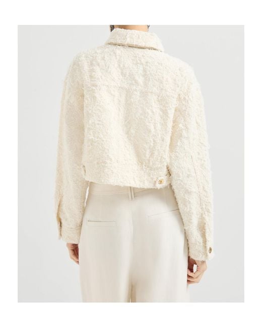 Brunello Cucinelli White Fuzzy Dyed Denim Outerwear Jacket