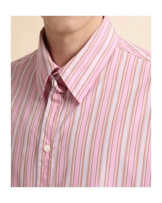 Marni Pink Striped Poplin Shirt With Neck Strap for men