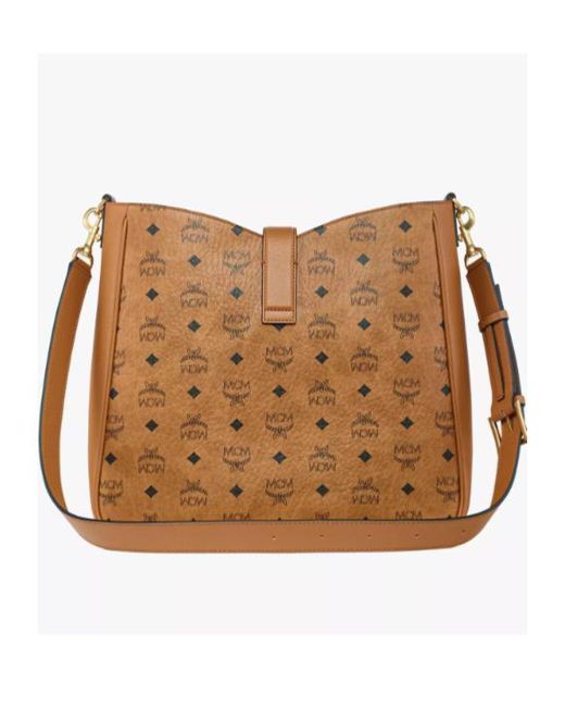 MCM Brown Tracy Visetos Large Shoulder Bag for men