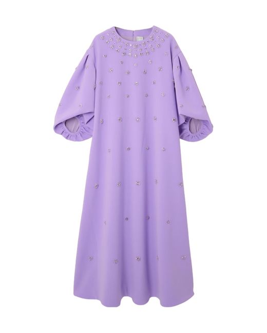 Huishan Zhang Purple Embellished Recycled Crepe Gown