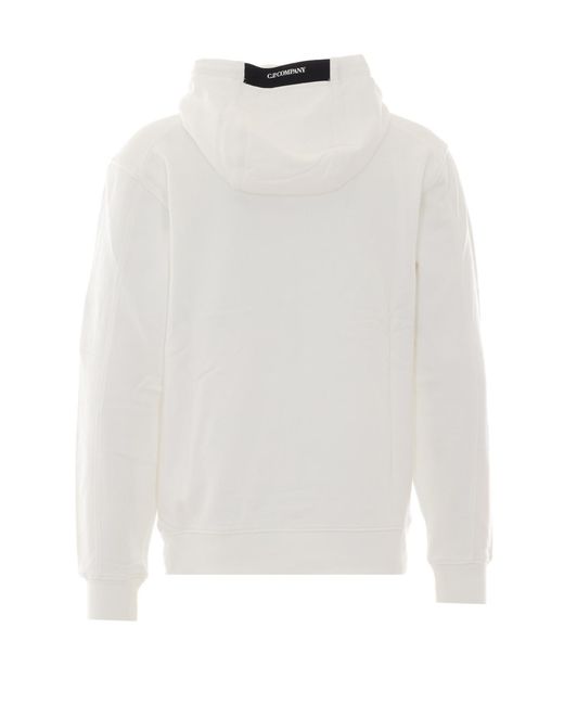 C P Company White Logo Patch Hoodies for men