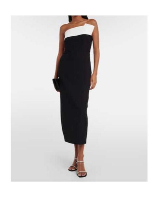 Roland Mouret Black Strapless Crepe Midi Dress