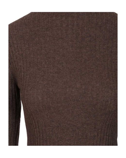 arch4 Brown Ribbed High-Neck Sweater