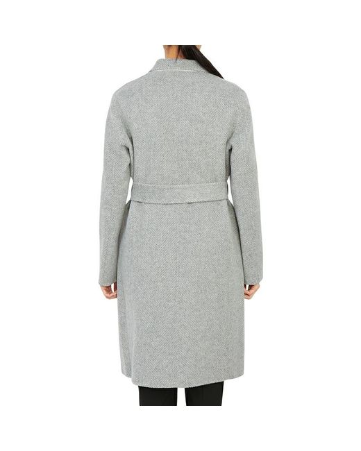 Theory Gray Belted Wool Coat