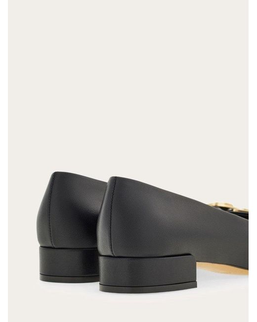 Ferragamo Black Vara Plate Ballet Shoes
