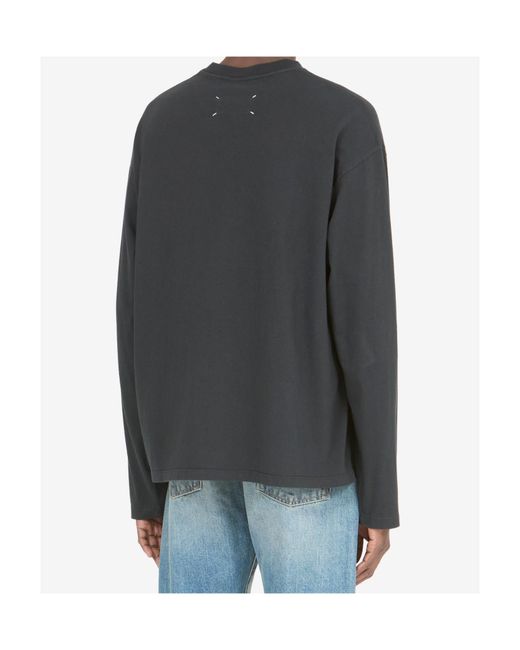 Maison Margiela Blue Floral-Print Long-Sleeve T-Shirt for men