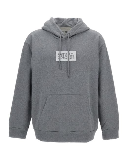 MM6 by Maison Margiela Gray Logo Patch Hoodie for men