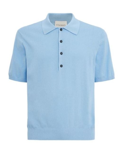Closed Blue Short Sleeve Cotton Polo Shirt for men