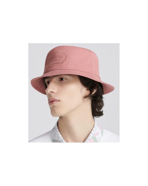 Dior Pink Homme Logo Embroidered Bucket Hat for men