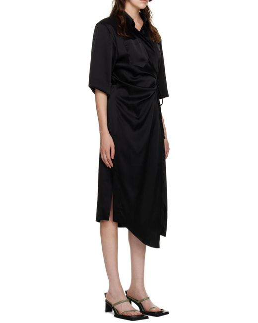 Nanushka Black Asymmetrical Wrapped Dress