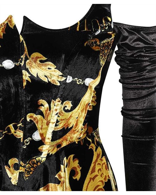 Versace Jeans Black Couture Chain Couture Printed Corset Dress