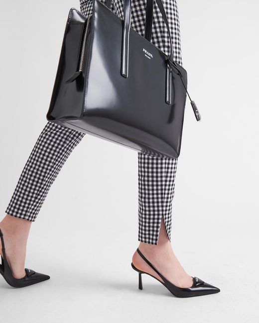 Prada Blue Stretch Gingham Check Pants